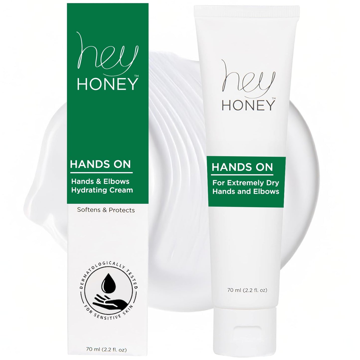 Hey Honey Hand Cream for Extremely Dry Cracked Hands & Elbows - Instant Relief with Shea Butter, Honey & Propolis - Cracked Skin Repair Moisturizer - Fast Absorbing 2.2 Oz
