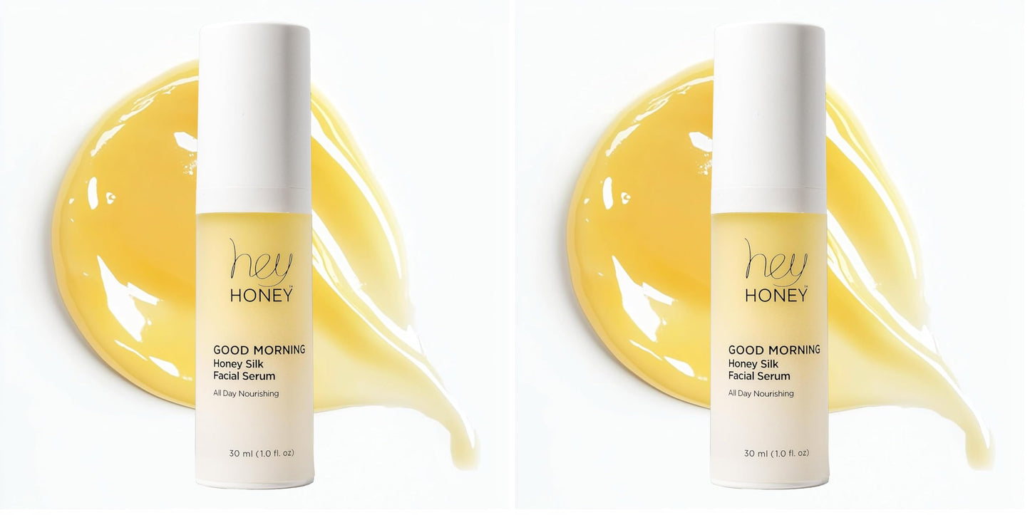 Hey Honey Good Morning Honey Silk Facial Serum | Anti-Aging Vitamin C & Hyaluronic Acid Serum for Radiant Skin Boosts Glow, Smooths Fine Lines, Strengthens Skin Barrier | 1 oz