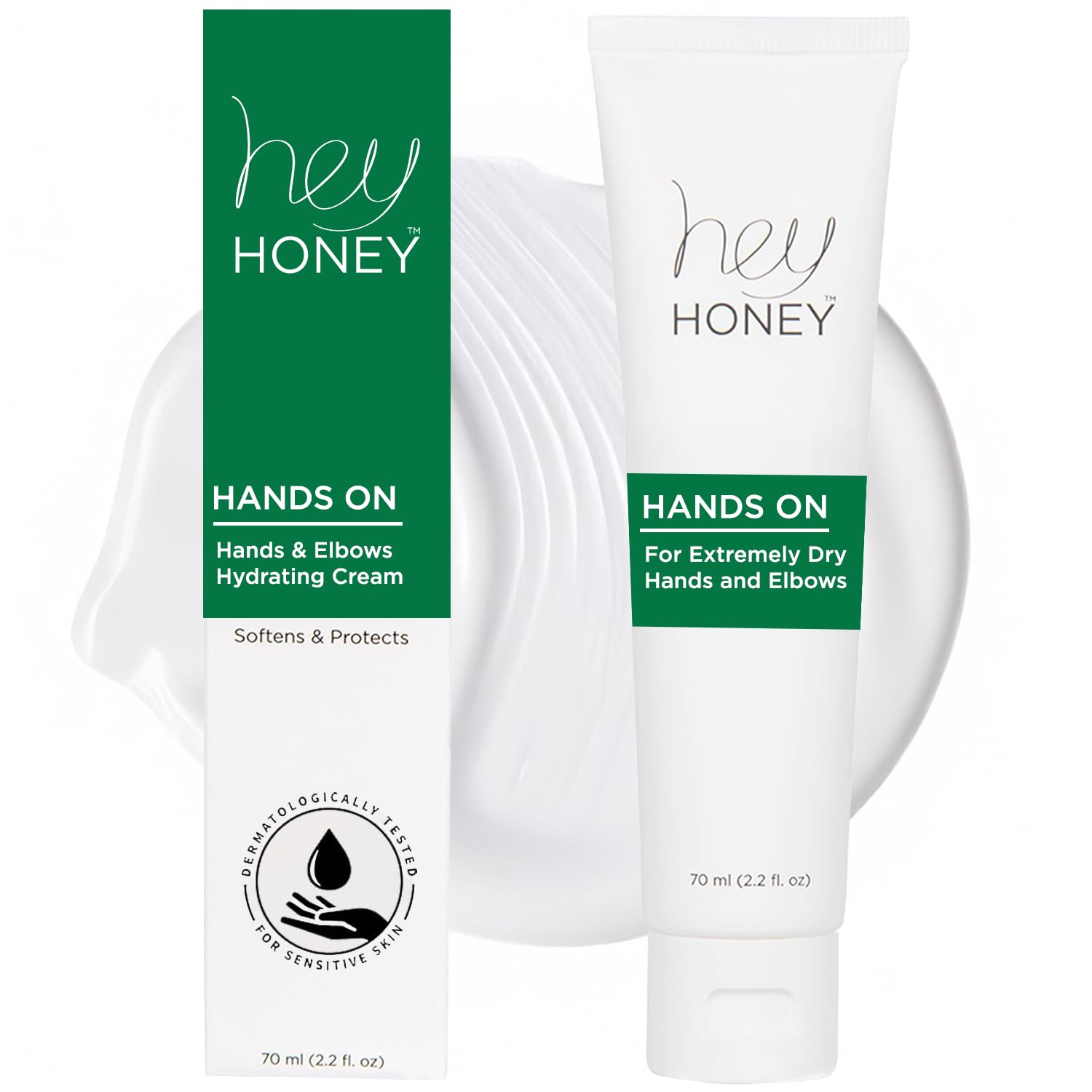 Hey Honey Hand Cream for Extremely Dry Cracked Hands & Elbows - Instant Relief with Shea Butter, Honey & Propolis - Cracked Skin Repair Moisturizer - Fast Absorbing 2.2 Oz