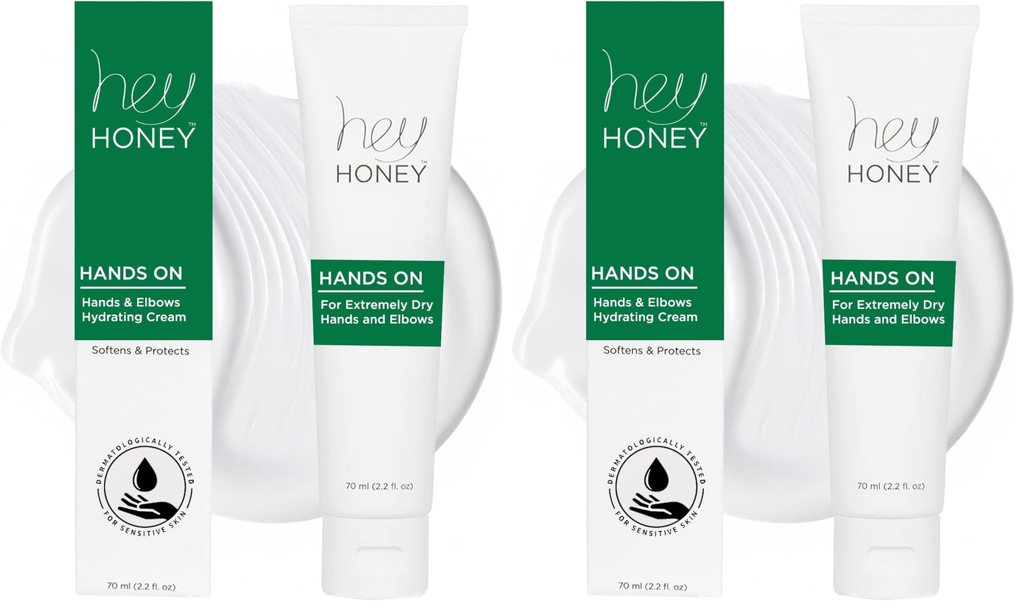 Hey Honey Hand Cream for Extremely Dry Cracked Hands & Elbows - Instant Relief with Shea Butter, Honey & Propolis - Cracked Skin Repair Moisturizer - Fast Absorbing 2.2 Oz