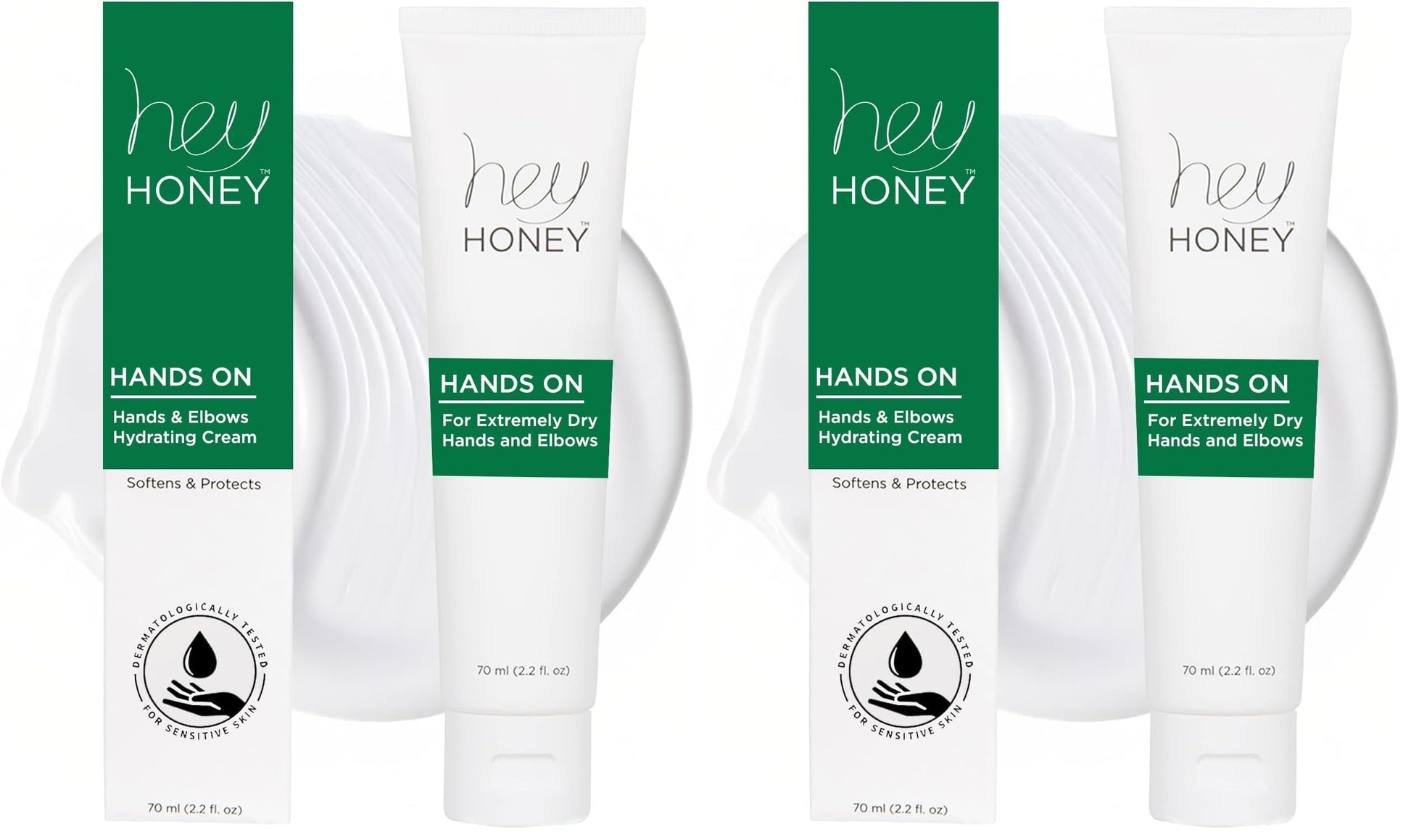 Hey Honey Hand Cream for Extremely Dry Cracked Hands & Elbows - Instant Relief with Shea Butter, Honey & Propolis - Cracked Skin Repair Moisturizer - Fast Absorbing 2.2 Oz